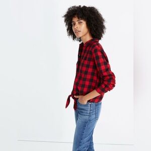 Madewell Flannel Popover Shirt Buffalo Check S Red Black Plaid Style
